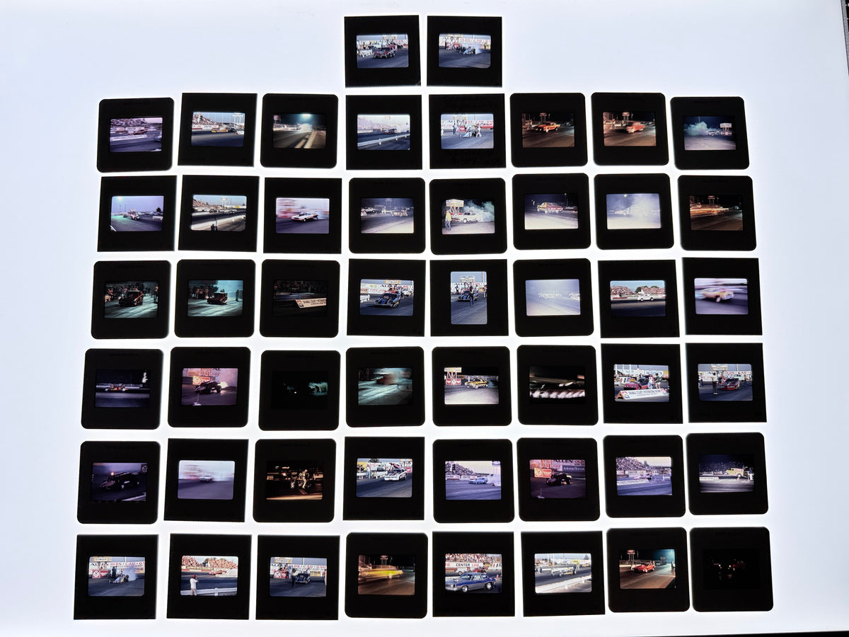 Vintage 1970s Orange County International Raceway OCIR Drag Racing Photo Slide Collection – Approx. 150 Slides