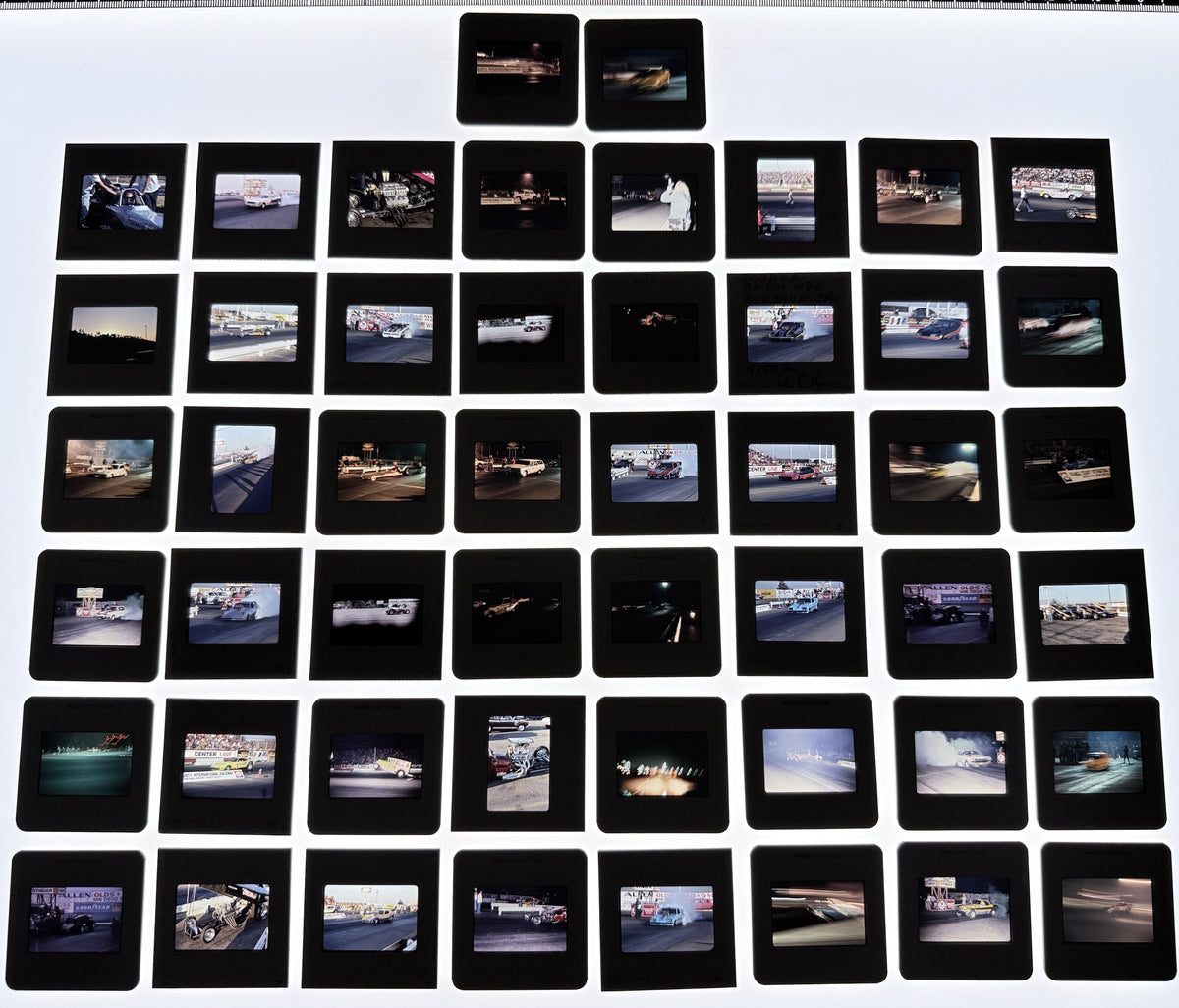 Vintage 1970s Orange County International Raceway OCIR Drag Racing Photo Slide Collection – Approx. 150 Slides